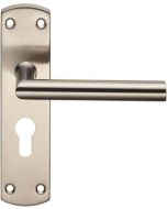 CSLP1162E/SSS STEELWORX MITRED EURO PRIFILE  LOCK LEVER ON BACK PLATE SATIN STAINLESS STEEL