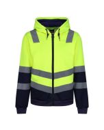 TRF625-207 REGATTA HI-VIS PRO FULL ZIP HOODIE YELLOW & NAVY MEDIUM