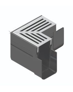 ACO THRESHOLD DRAIN CORNER UNIT ASSEMBLY C/W SILVER ALUMINIUM GRATING