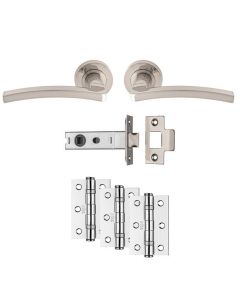 (C) UDP009SN/INTB TAVIRA LEVER ON ROSE LATCH PACK SATIN NICKLE