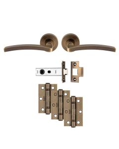 (C) UDP009AB/INTB TAVIRA LEVER ON ROSE LATCH PACK ANTIQUE BRASS