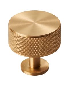 FTD703SB KNURLED CABINET RADIO KNOB SATIN BRASS 35MM