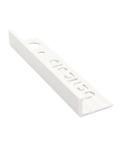 WHITE PLASTIC STRAIGHT EDGE TILE TRIM 2.5M X 10MM