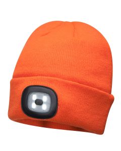 DRAPER 10015 BEANIE WITH RECHARGABLE TORCH ORANGE