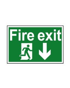 1503 FIRE EXIT RUNNING MAN ARROW DOWN - SIGN 300MM X 200MM