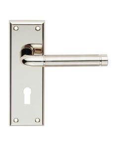 SZR041PNSN/RP QUARANTA LEVER LOCK ON BACKPLATE - POLISHED/SATIN NICKEL