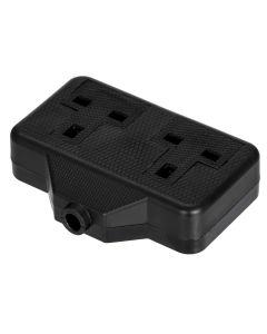 PPJ014BK 13AMP 2 GANG TRAILING SOCKET BLACK