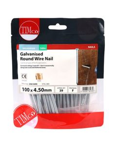 (C) TIMCO GRW100B GALV. PLAIN ROUND HEAD NAILS 100MM X 4.5 1KG