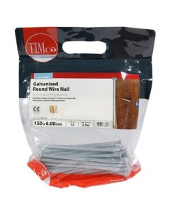 (C) TIMCO GRW150B GALV. PLAIN ROUND HEAD NAILS 150MM X 6.0 1KG