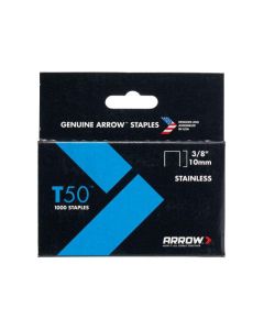 ARRT5038SS ARROW T50 STAPLES 10MM [BOX X 1000] S/STEEL