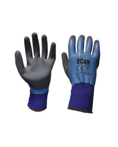 SCAN SCAGLOLATWP WATERPROOF GLOVE WITH LATEX PALM  LARGE