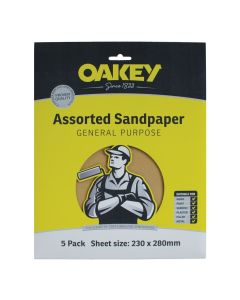 66261135685 OAKEY GENERAL PURPOSE SANDPAPER ASSORTED [PK X 5]