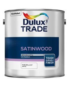 (C) 5183381 DULUX TRADE SATINWOOD BRILLIANT WHITE 2.5LTR