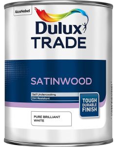 5183281 DULUX TRADE SATINWOOD BRILLIANT WHITE 1LTR