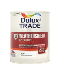 (C) 5180254 DULUX TRADE WEATHERSHIELD EXTERIOR GLOSS BRILLIANT WHITE 1LTR