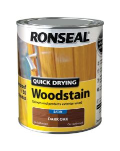 08735 RONSEAL QUICK DRYING WOODSTAIN SATIN 750ML  DARK OAK