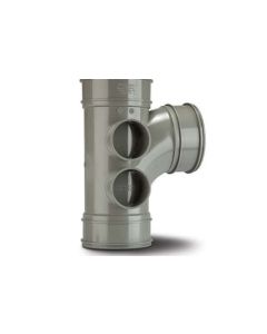 POLYPIPE SWT26SG 110MM(4") TRIPLE SOCKET SINGLE BRANCH 4X BOSS 92.1/2DEG SOLVENT GREY