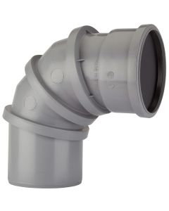 (C) POLYPIPE SAB90G 110MM(4") ADJUSTABLE SOCKET/SPIGOT BEND 0-90 DEG GREY