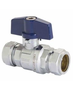 (C) 255011 PB300T PRESTEX C/P BRASS BALL VALVE BLUE T HANDLE 15MM