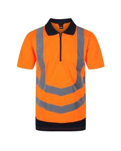 TRS189-5LV REGATTA HI-VIS PRO WICKING POLO SHIRT ORANGE & NAVY XXL