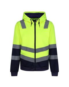 TRF625-207 REGATTA HI-VIS PRO FULL ZIP HOODIE YELLOW & NAVY LARGE