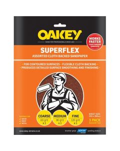 63642526734 OAKEY ASSORTED SUPERFLEX SANDING SHEETS 230X280MM