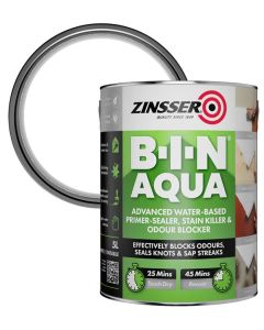 ZINSSER B.I.N. AQUA WATER-BASED WHITE PRIMER-SEALER, STAIN KILLER & ODOUR BLOCKER 5L