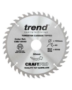 (C) CRAFTPRO SAWBLADE CSB/19040 190MM X 40T X 30MM BORE