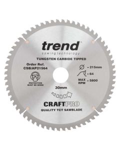 (C) CRAFTPRO ALLOY/PLAS SAWBLADE CSB/AP21564 215 X64TX30MM BORE