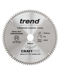 CRAFTPRO ALLOY/PLAS SAWBLADE CSB/AP25084 250MM X 84T X 30MM BORE