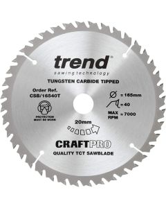 CRAFTPRO SAW BLADE CSB16540T 165MM X 40T X 20MM BORE