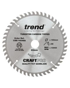 CSB/16048A - TREND CRAFT PRO TCT WOOD CIRCULAR SAW BLADE 160MM X 20MM X 48T